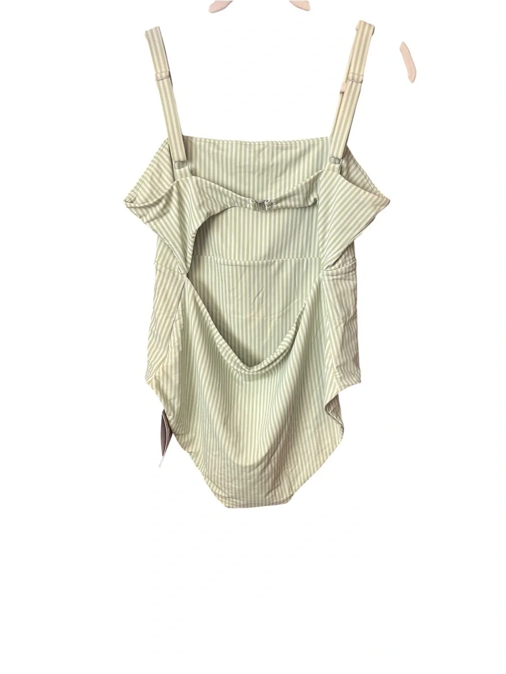 Green Stripe Square-Neck One-Piece Swimsuit